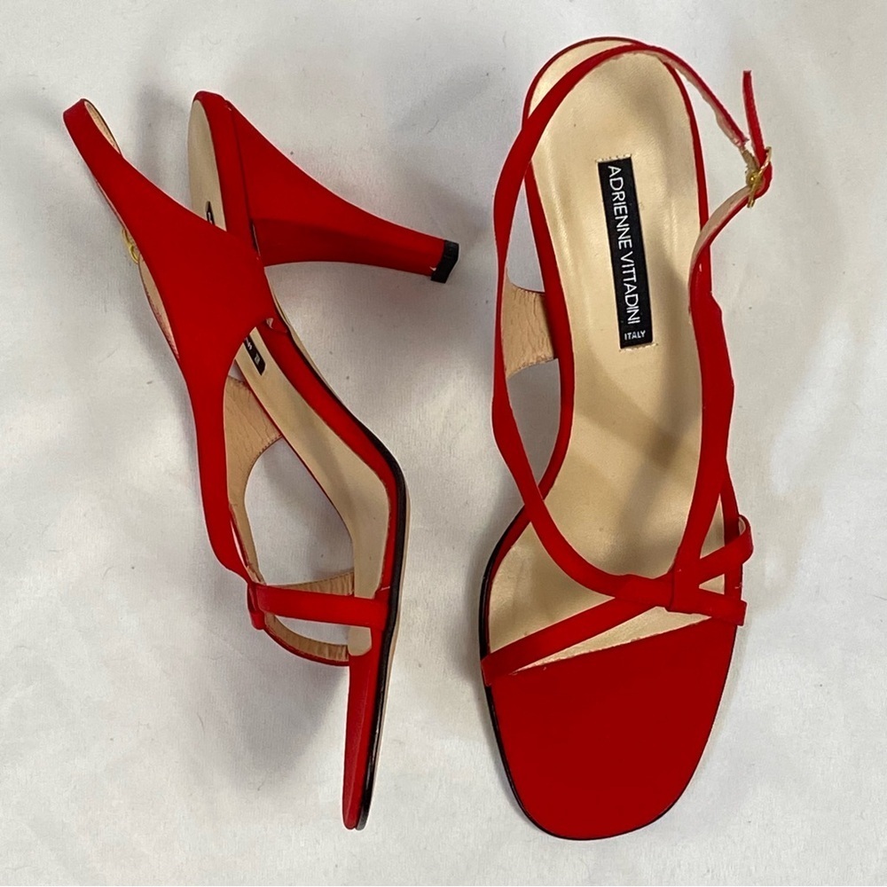 Adrienne Vittadini Gaia Arianna Red Heeled Slingback Size 10 Medium Leather Sole - Picture 4 of 16